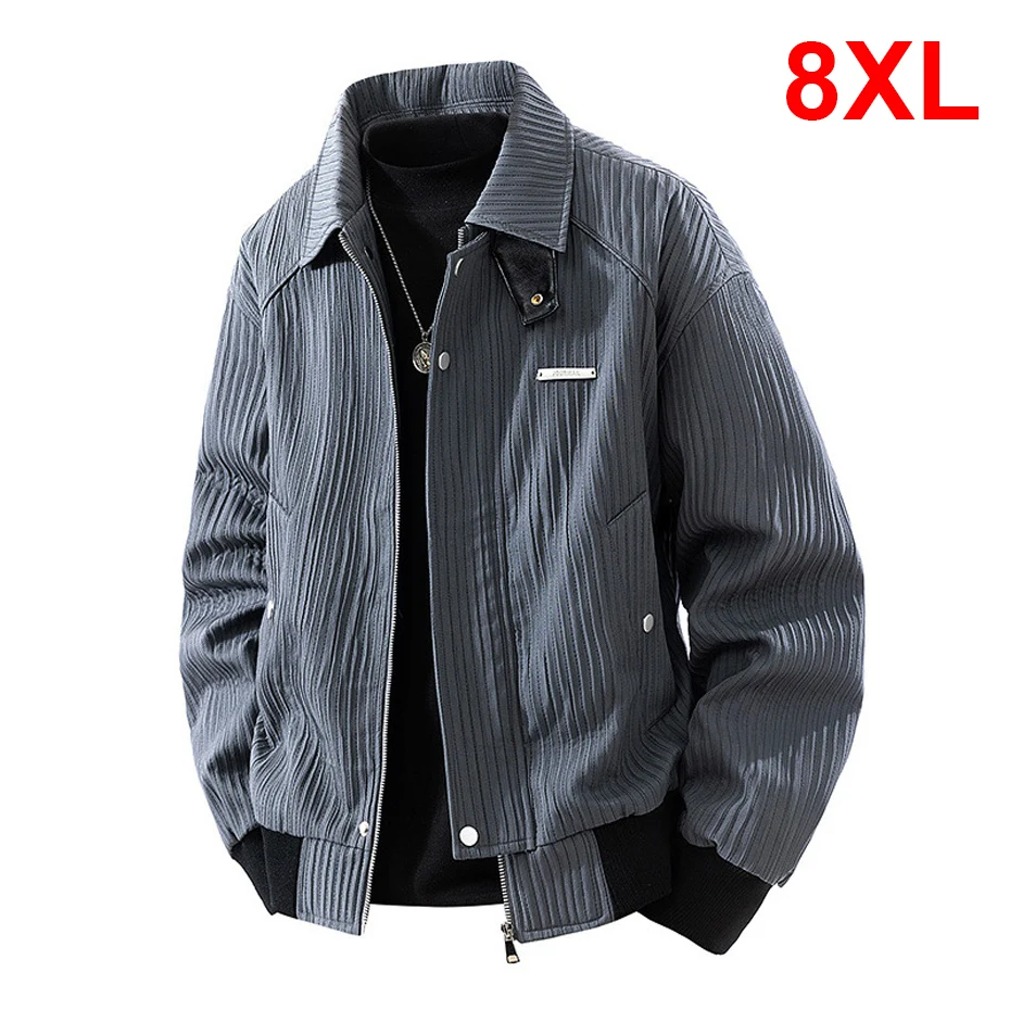

Мужская куртка больших размеров 8XL, весенне-осенняя, модная, повседневная, однотонная, для мужчин, размер 8XL