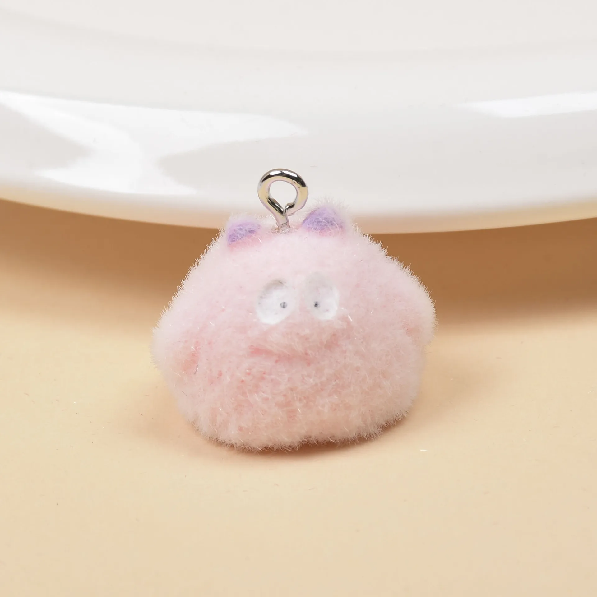 5Pcs Flocked Small Monster Cross-border Cute Cartoon Keychain Accessory DIY Phone Chain Pendant Decoration Accessory