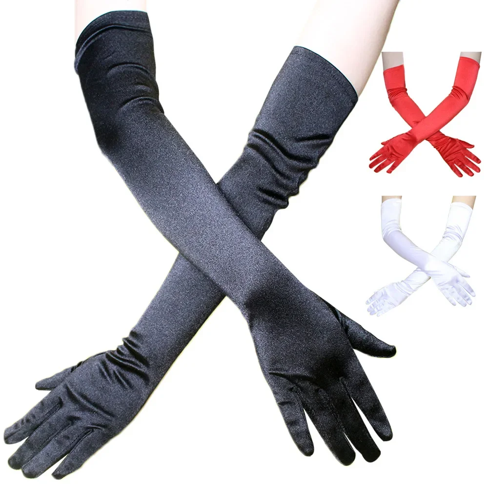 Gants en Satin Élégants et Solides, Longs, à la Mode, Accessoires de Robe de Cérémonie de Soirée