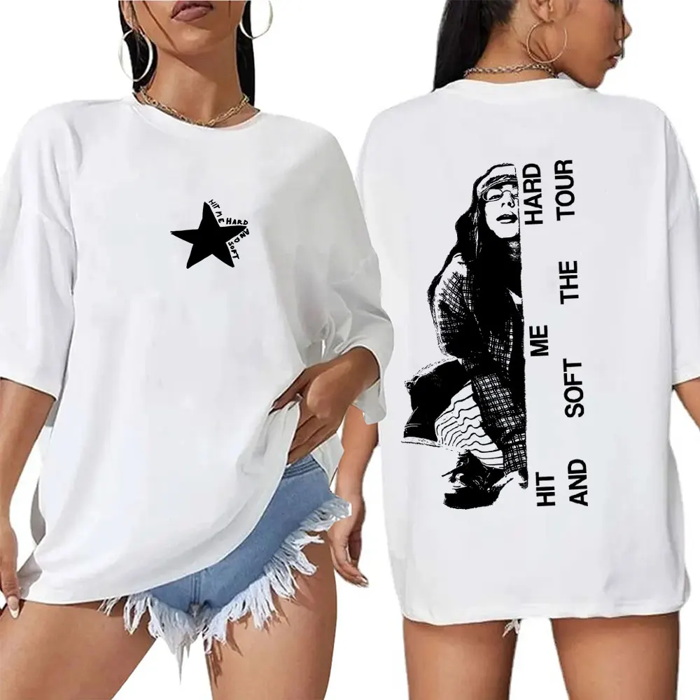

Hit Me Hard and Soft Tour T-shirts Men Women Fashion Pop Music T Shirts Unisex Cotton T-shirt Oversized Short Sleeve Fans Gift
