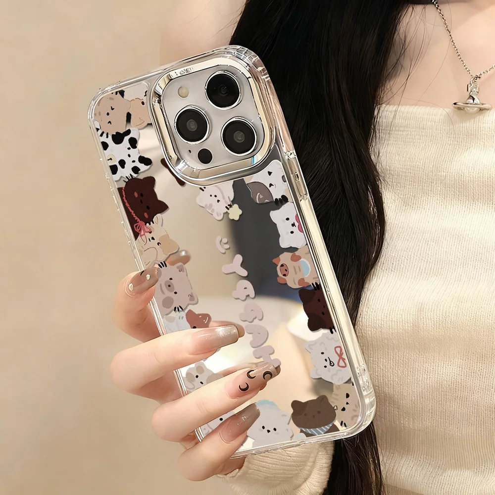 Advanced Make Up Mirror Phone Case For IPhone 17 Pro Max 16 13 16e 17e 11 15 14 12 Air Animal Painted Funda Shockproof INS Cover