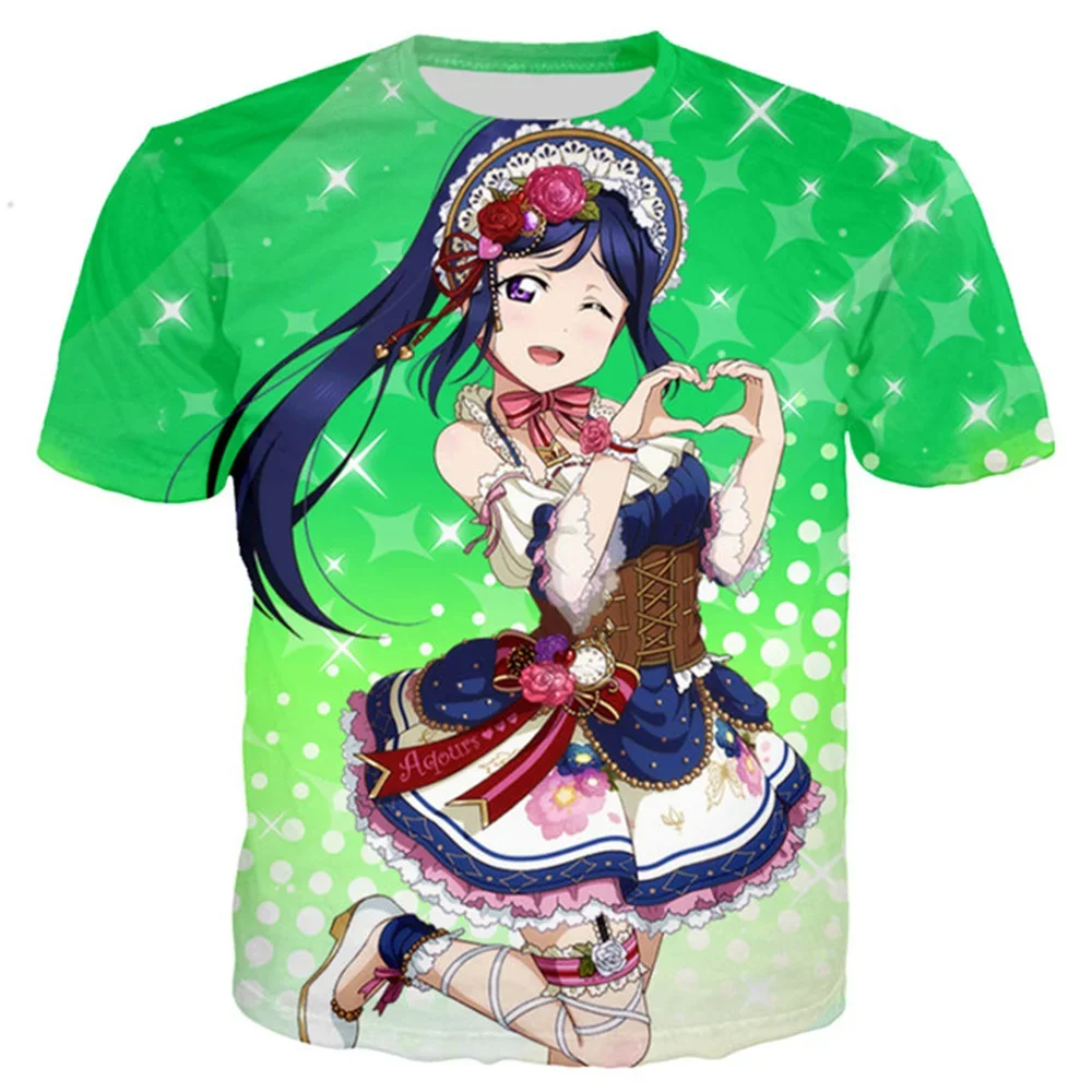 Summer 2024 New 3D Printed Sexy Anime Beach Girl Men Women Fashion Love Live T-shirt Casual Style Shirts Oversized Clothing