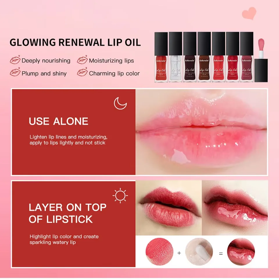 Water Gloss Mirror Hydrating Lip Glow Oil High-Shine Liquid Lipstick Plumping Color Highly Pigmented Lip Glaze