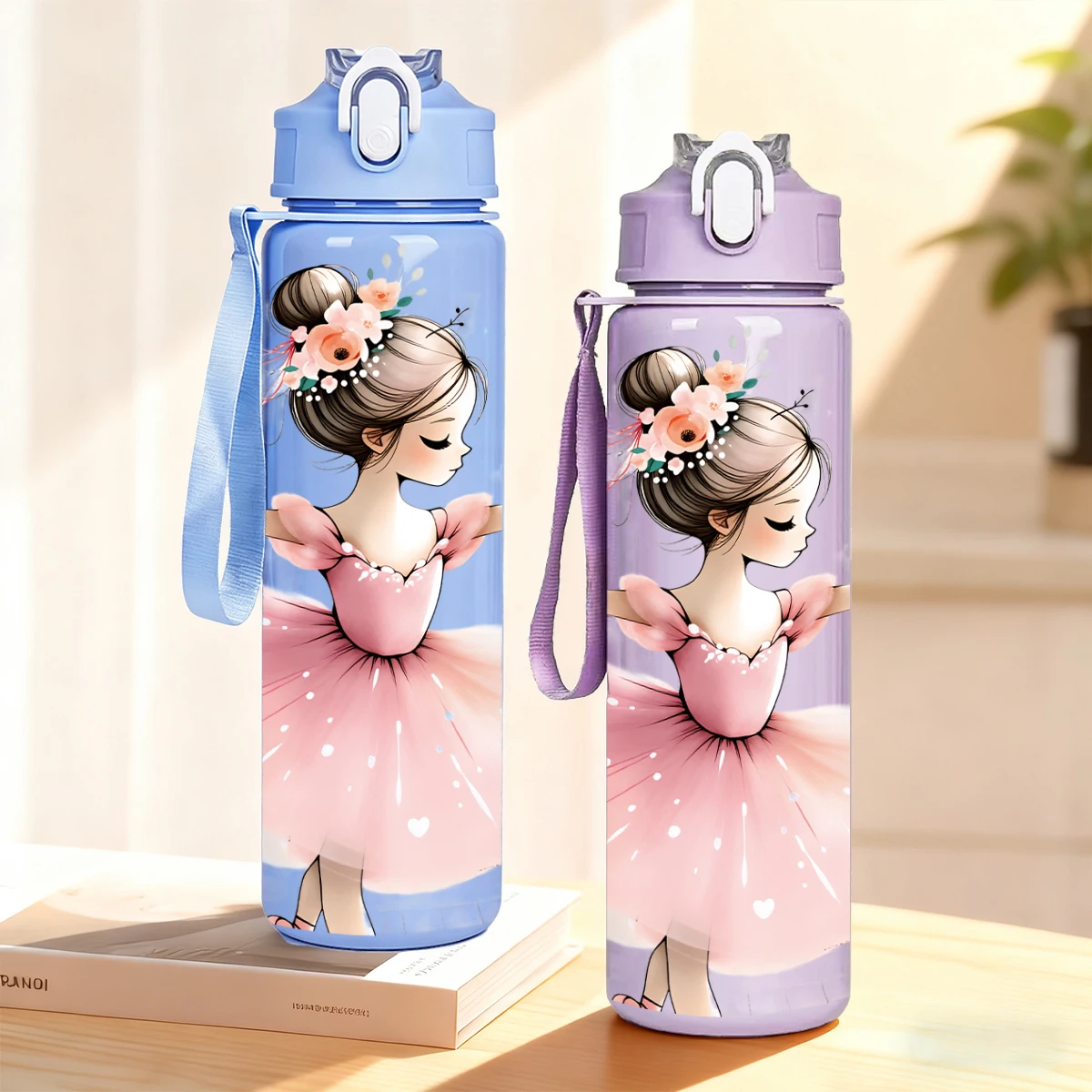 Ballerina Print 750ml Sports Water Bottle Leak-Proof Portable Cup for Outdoor Travel Fitness - view 5