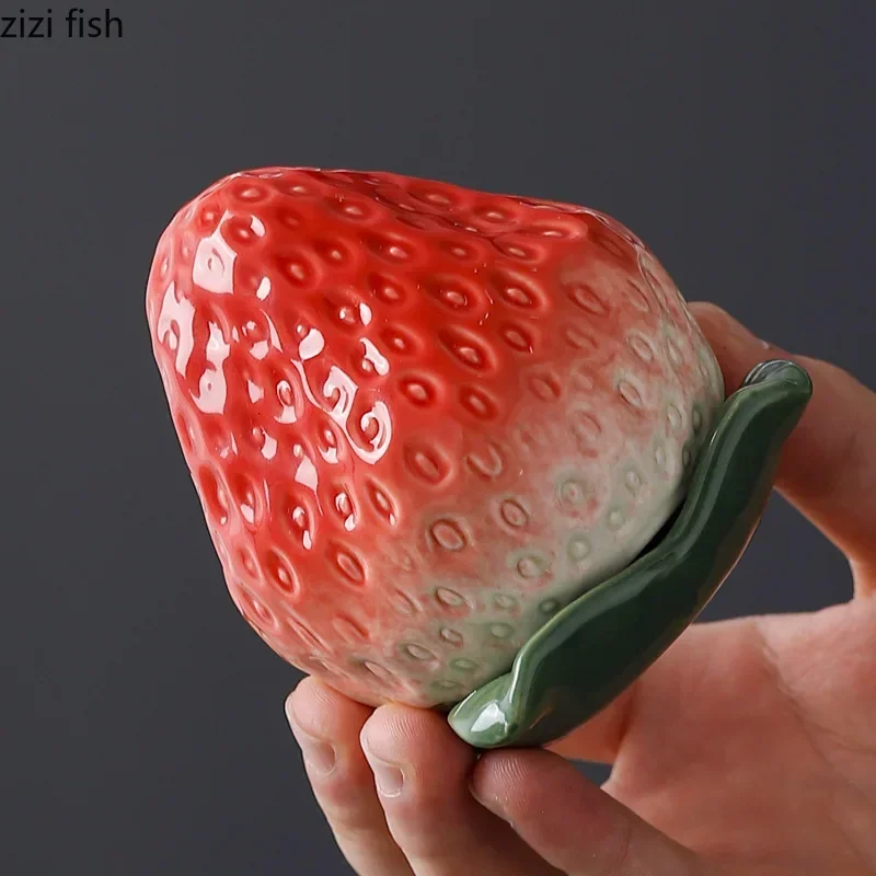 Strawberry Ceramic Tea Jar Simulation Fruit Storage Jar Sealed Moisture Proof Jar Tea Box Household Tea Storage Container