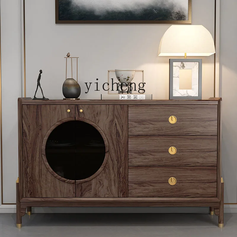 

ZYA New Chinese Style Solid Wood Living Room Sideboard Cabinet Light Luxury Modern Simple Storage Entryway Cabinet