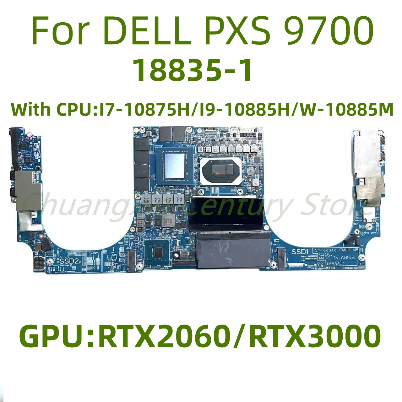 

18835-1 Suitable For DELL PXS 9700 Laptop Motherboard with I7 I9-1TH/W-10885M CPU GPU: RTX2060/RTX3000 test OK shipment