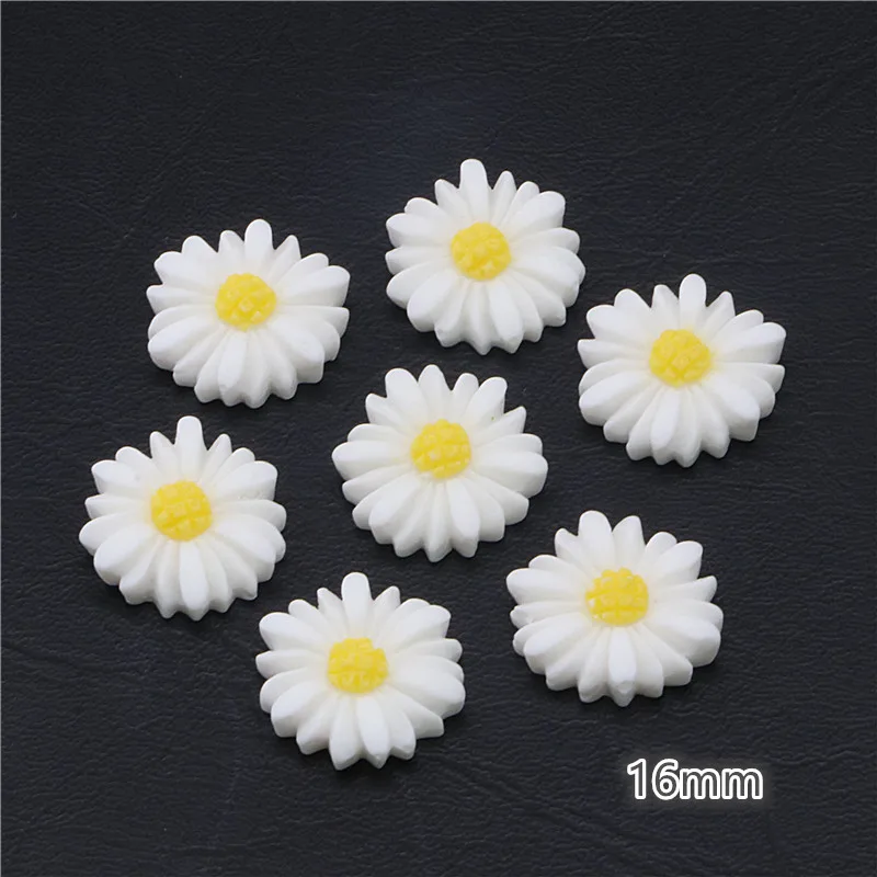 9mm/13mm/16mm/22mm/26mm White Daisy Resin Flower Flatback Cabochon DIY Jewelry Phone Decoration