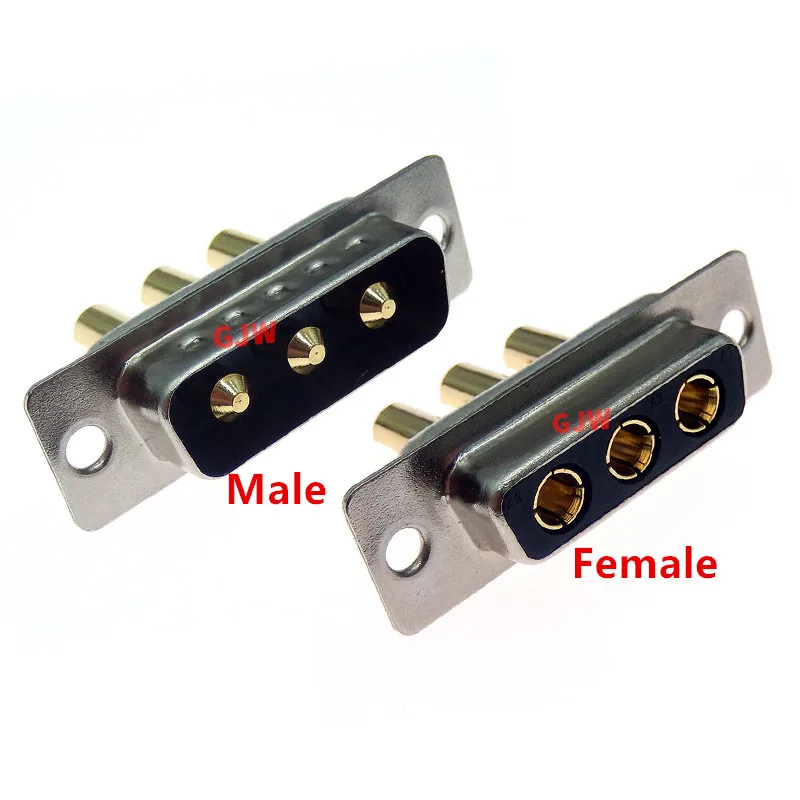 1PCS 3W3 30A Gold plated MALE FEMALE high current CONNECTOR D-SUB adapter solder type 3pin plug socket Welding high power DB3