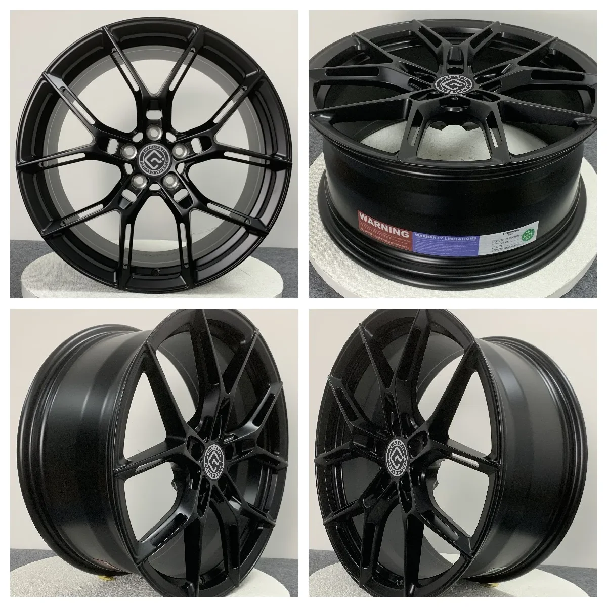 New Custom Forged Deep Dish Car Wheel 16-24 Inch 5x120 Black 5 Spoke Polished Finish Multiple ET Sizes Multiple PCD Sizes