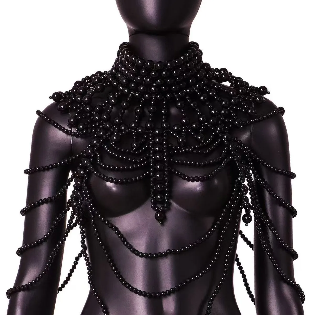 

New European and American style exaggerated retro heavy industry hand-beaded multi-layer pearl sexy body chain
