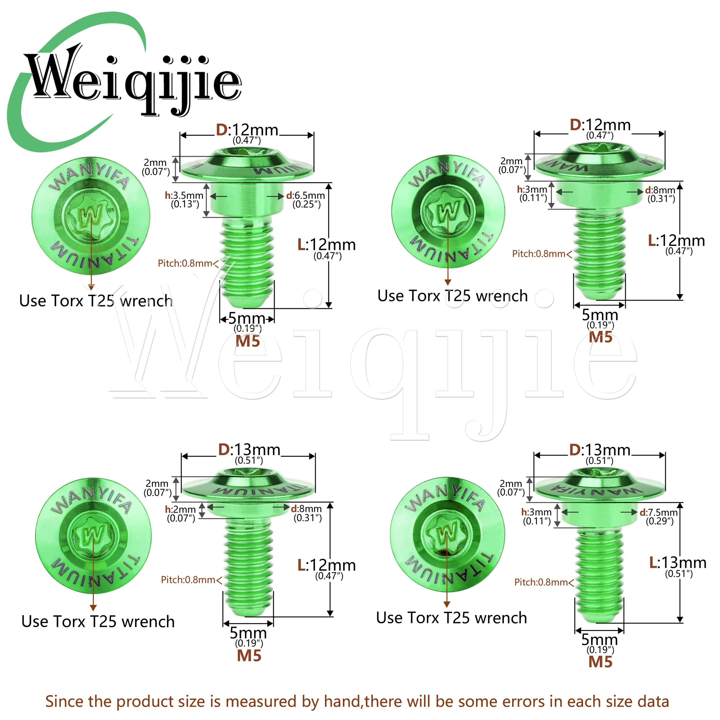 Weiqijie Titanium alloy M5x12 13mm butterfly-shaped step inner plum blossom marked screws, car modification screws