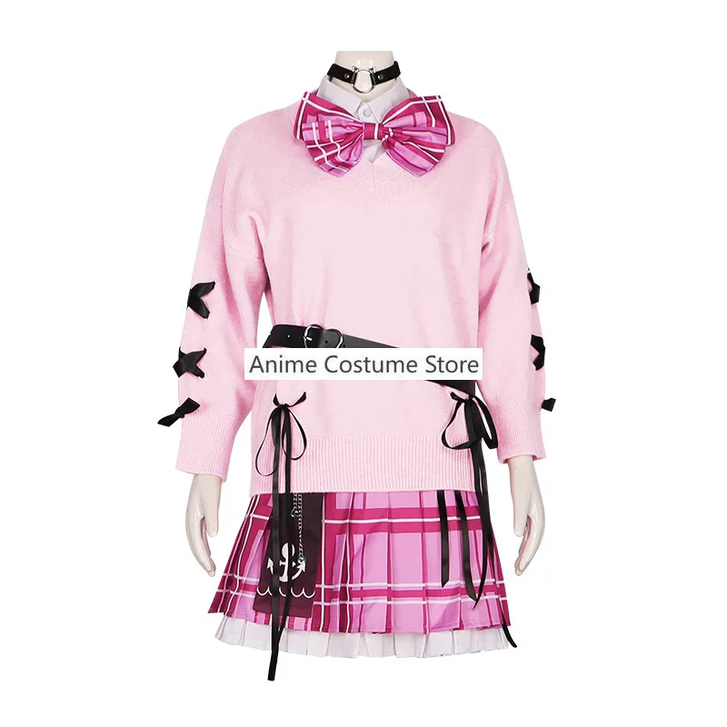 Anime Virtual YouTuber Uploader Minato Aqua Cosplay Costume Hololive Pink Sweater School Uniform Woman Sexy Kawaii Campus Suit