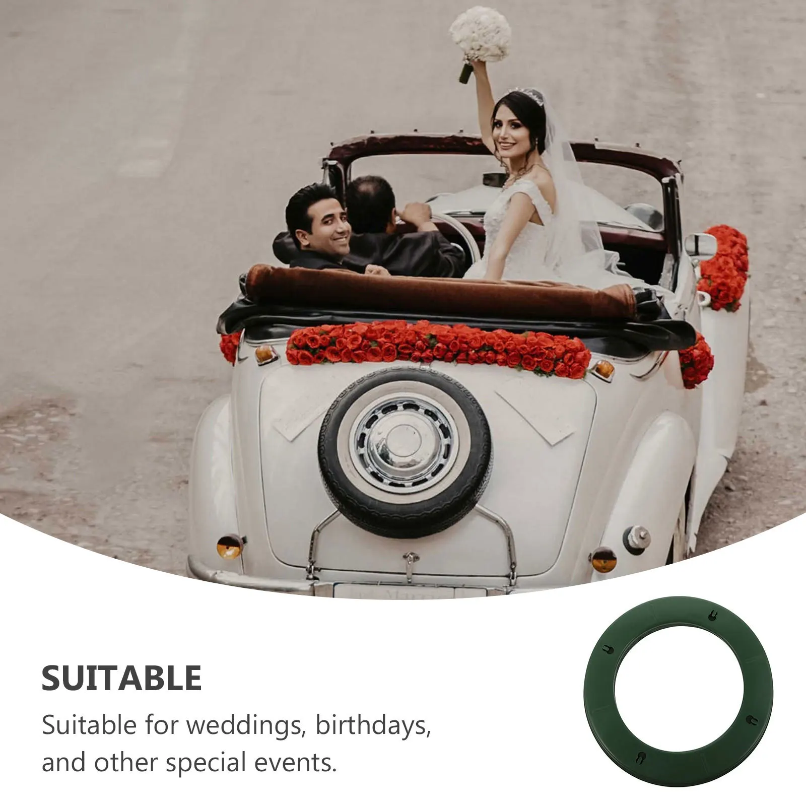 

1pc Sucker Flower Mud Round Hollow Green Floral Foam For Wedding Car Decor Birthday Party Garden Use Lightweight Waterproof