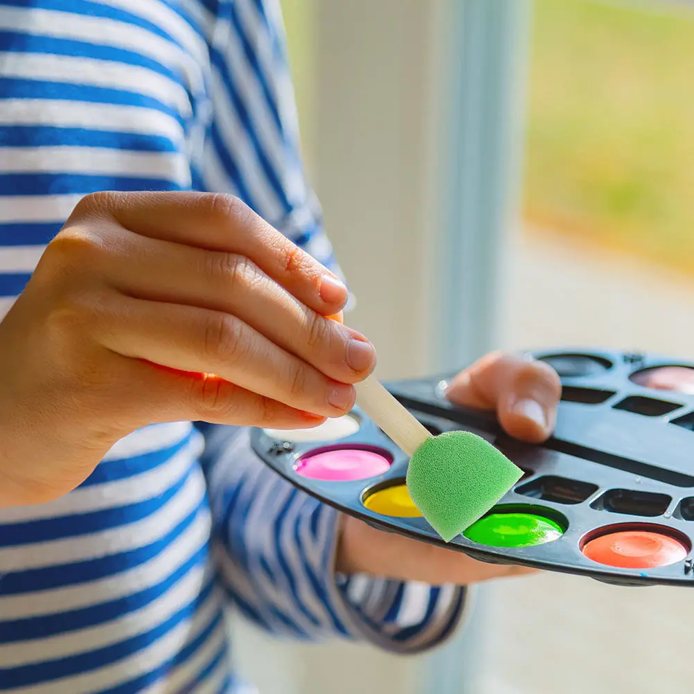 15Pcs Kids Sponge Brushes Painting Sponge Brush Set for DIY Crafts Art Studio School Birthday Party Watercolor Acrylic Gouache