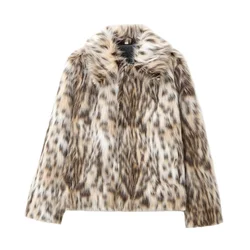 UNIZERA leopard print lapel long sleeved jacket short jacket new autumn and winter women's jacket top