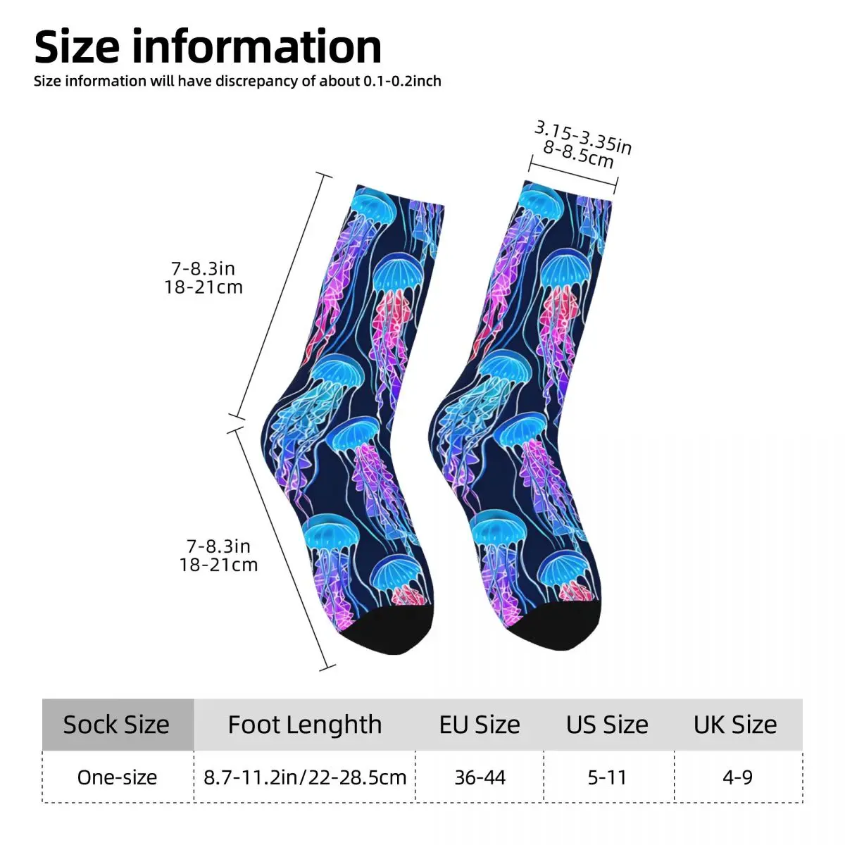 Retro Luminescent Rainbow Jellyfish Men's Socks Jellyfish Unisex Street Style Seamless Printed Funny Crew Sock Gift