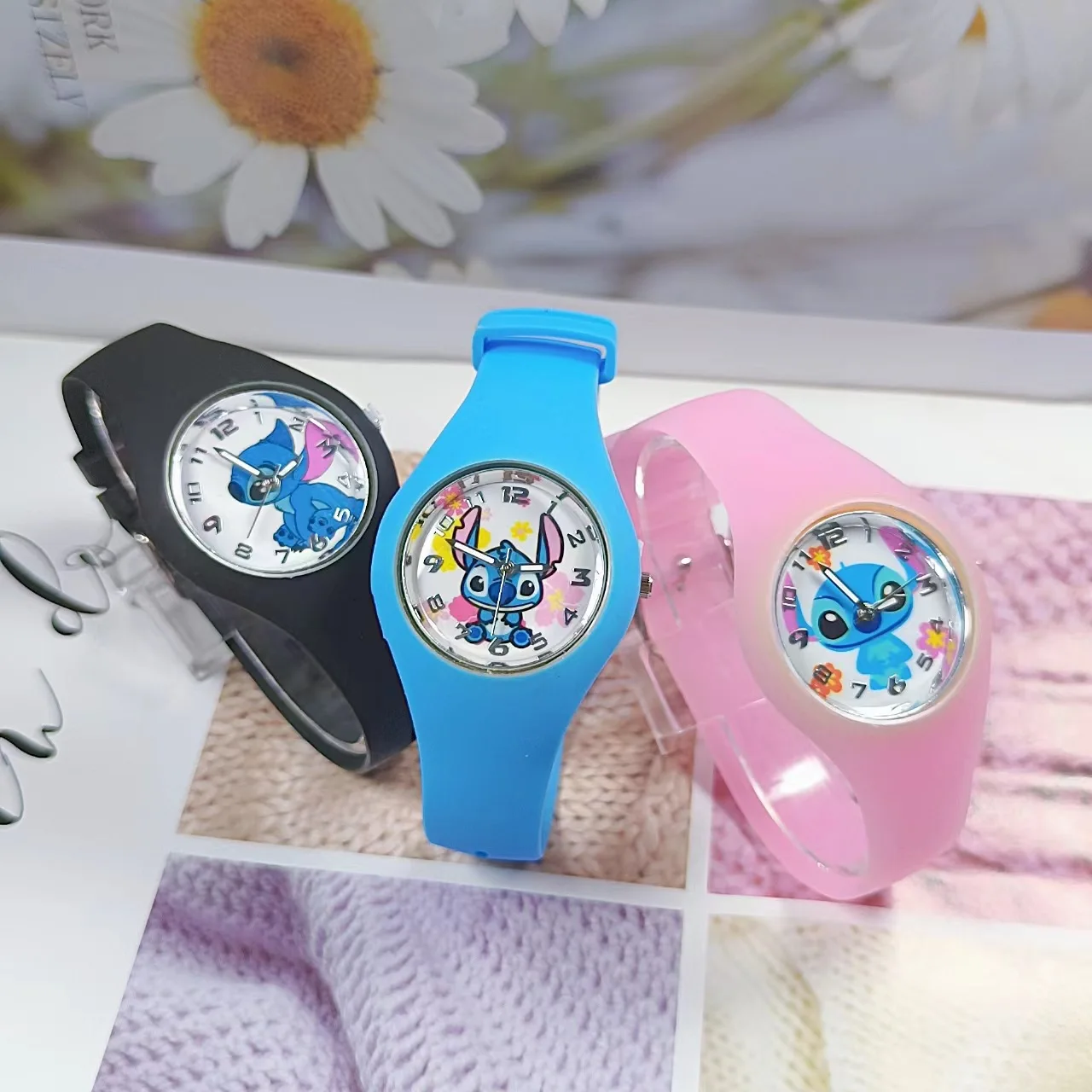 

Anime Disney Minnie Mickey Cartoon Watches for Kids Soft Silicone Quartz Watch Lilo & Stitch Wristwatch Boys Girls Gifts