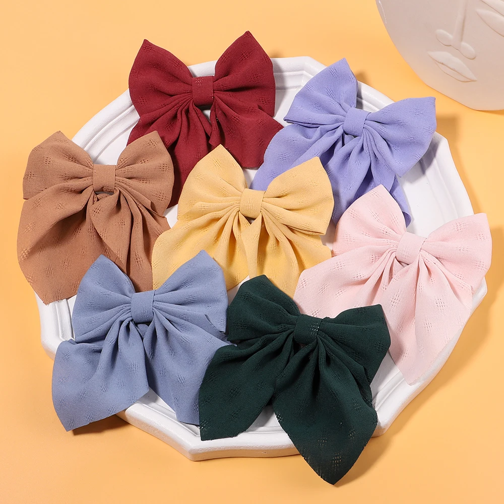

LOVEKIKI 4Pcs/lot 4.33inch Cheer Bow Hairgripes for Women Girl Simple Bowknot Ponytail Alloy Hair Clip Chiffon Hollow Headdress