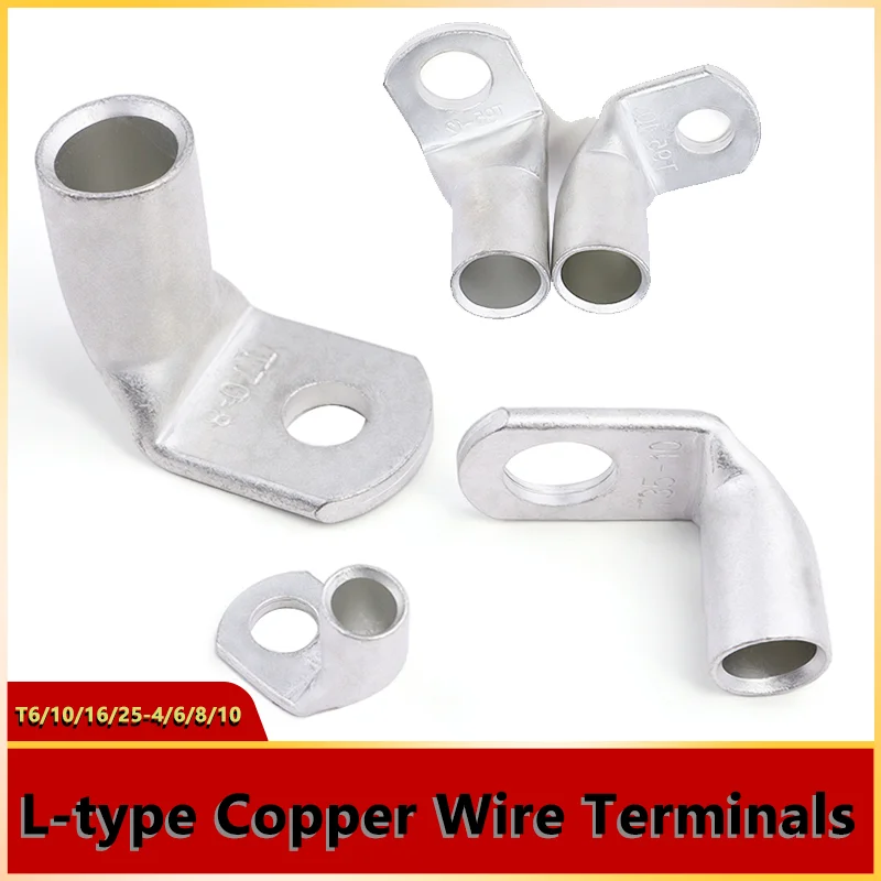 

5-200P L-Type 90 Degree Right Angle Wire Terminal T6/10/16/25-4/6/8/10 for Automotive Battery Cable Electrical Wiring Connectors