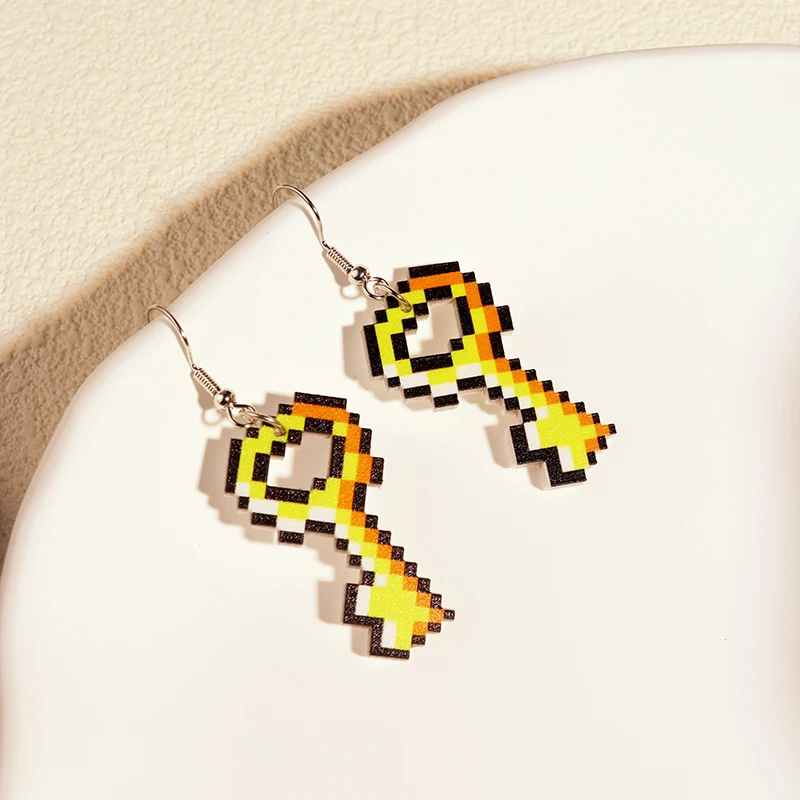 Earrings For Women Girls Hip Hop Cute Exaggeration Special Creativity Jewelry Love Key Flame Long Sword HP Potion