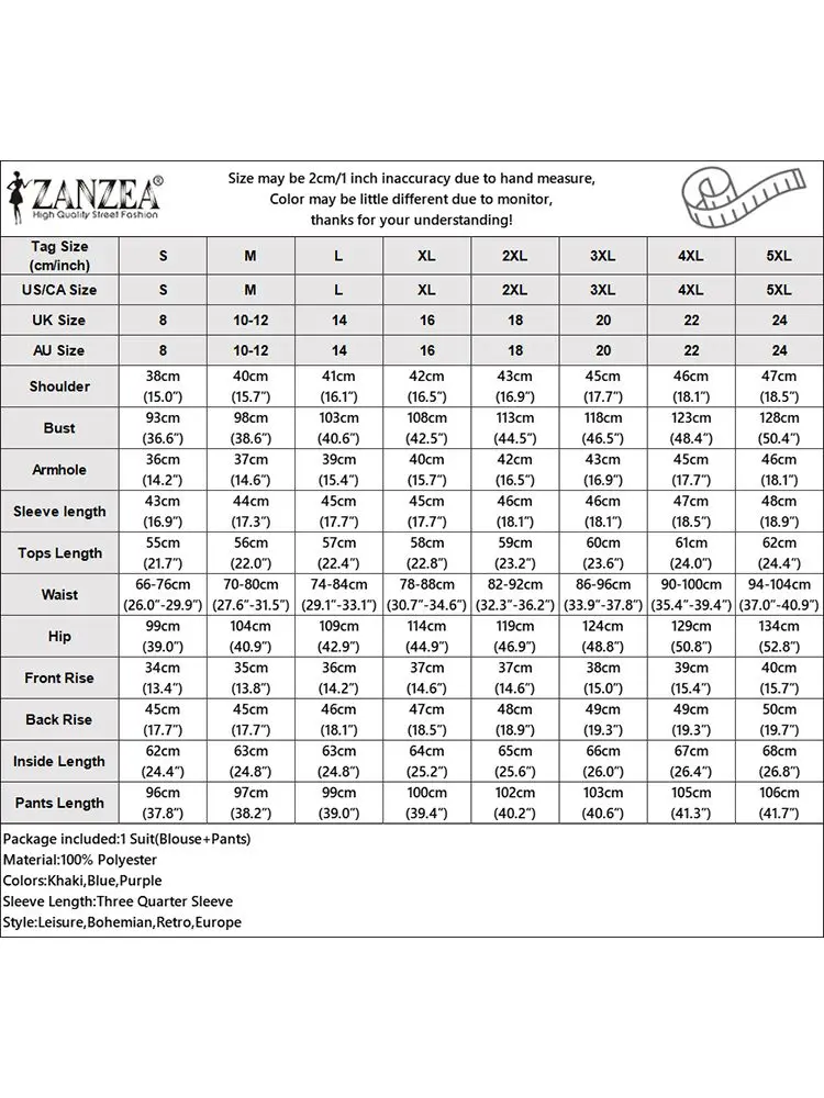 ZANZEA-Calças elásticas na cintura para mulheres, tops estampados florais, conjuntos elegantes de 2 peças, roupas de streetwear, moda casual, 2024