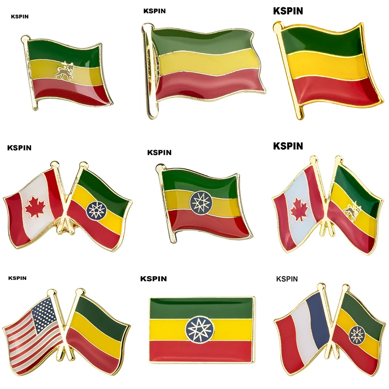 10pcs a lot Ethiopia Flag Laple Pin Badge Brooch