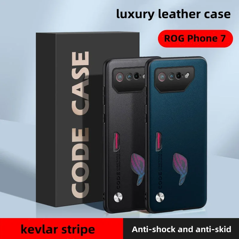 

For ASUS ROG Phone 7 Case Luxury Leather Silicone Phone Case For ROG Phone7 Ultimate Shockproof Bumper Cover Coque