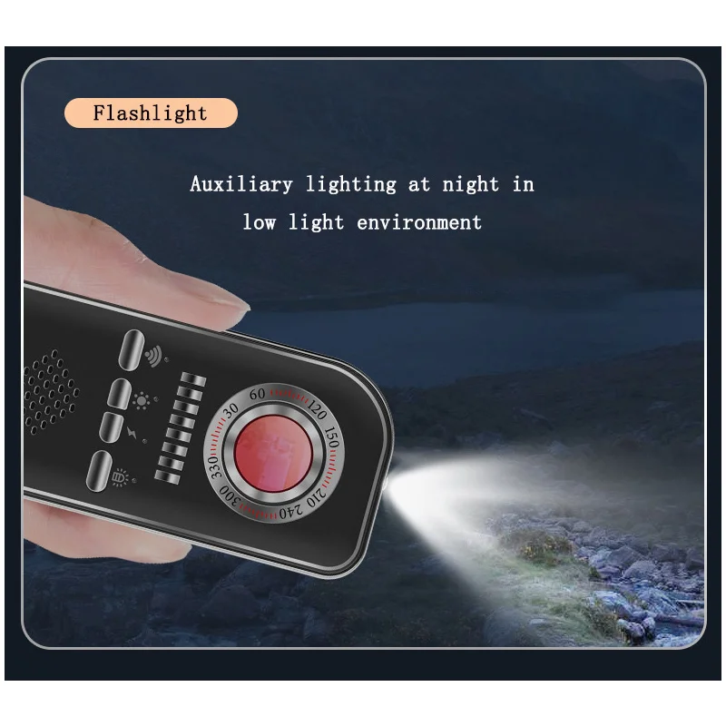 K95 Portable Camera Detector GPS Car Positioning Anti Tracking Monitoring Scanner Prevent Loss Flashlight Compass Magnetic Alarm