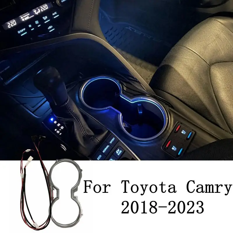 For TOYOTA Camry 2018 To 2023 Left Hand Driver Interior Decorative Lamp Ice Blue Led Cup Holder Atmosphere Light