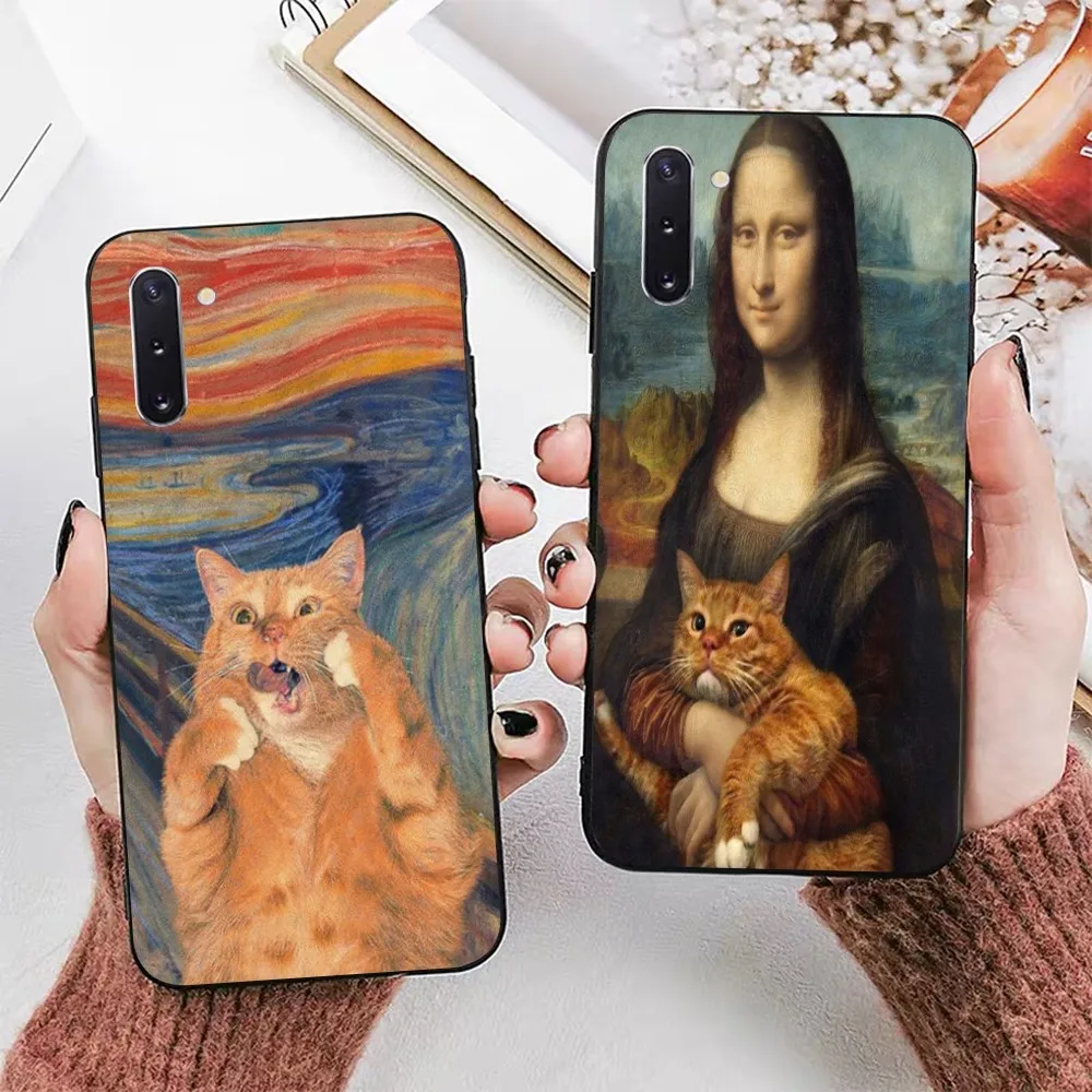 Van Gogh Mona Lisa Fun Cat Art Phone Case For Samsung Note 8 9 10 20 pro plus lite M 10 11 20 30 21 31 51 A 21 22 42 02 03