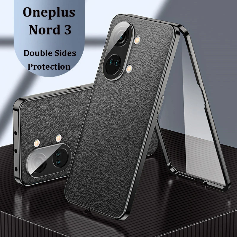 

Oneplus Nord 3 5G CPH2491 Case Full Body Cover Front Glass Clear Hard Cover with Back PU Leather Case for Oneplus Nord 3 Nord3