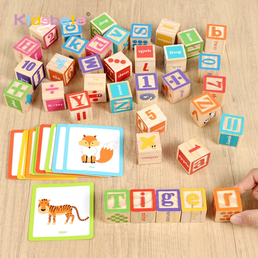 

36PCS Montessori Wooden Alphabet Blocks Set Letters Number Color Animal Cognition Preschool Educational Puzzle Preschool Gift