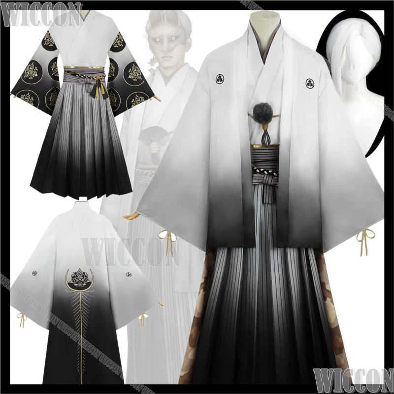 Kotoyuki Tsuneki Silent F Game Fox Mask Cosplay Suit Japanese Man Kimono White Suit FullSet Clothes Mask Wig Halloween Comic Con