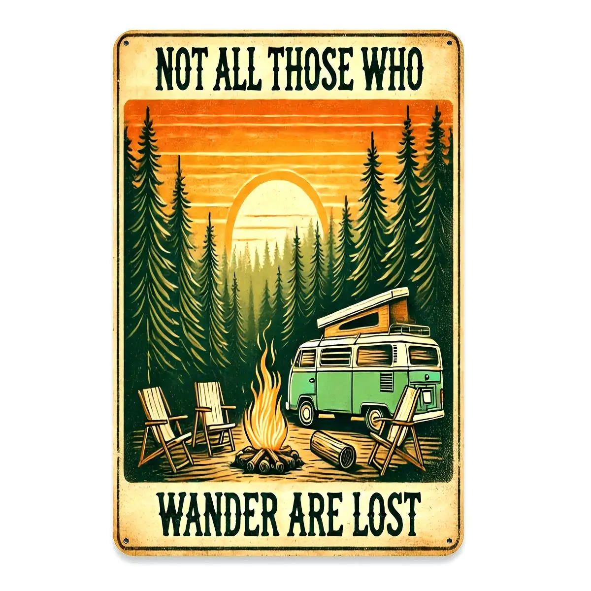 Pack of 1 Vintage Camping Sign,  Iron Wall Art Decor, Retro Wander Inspired Signage, for Room, Home, Restaurant, Bar, Cafe, Gara