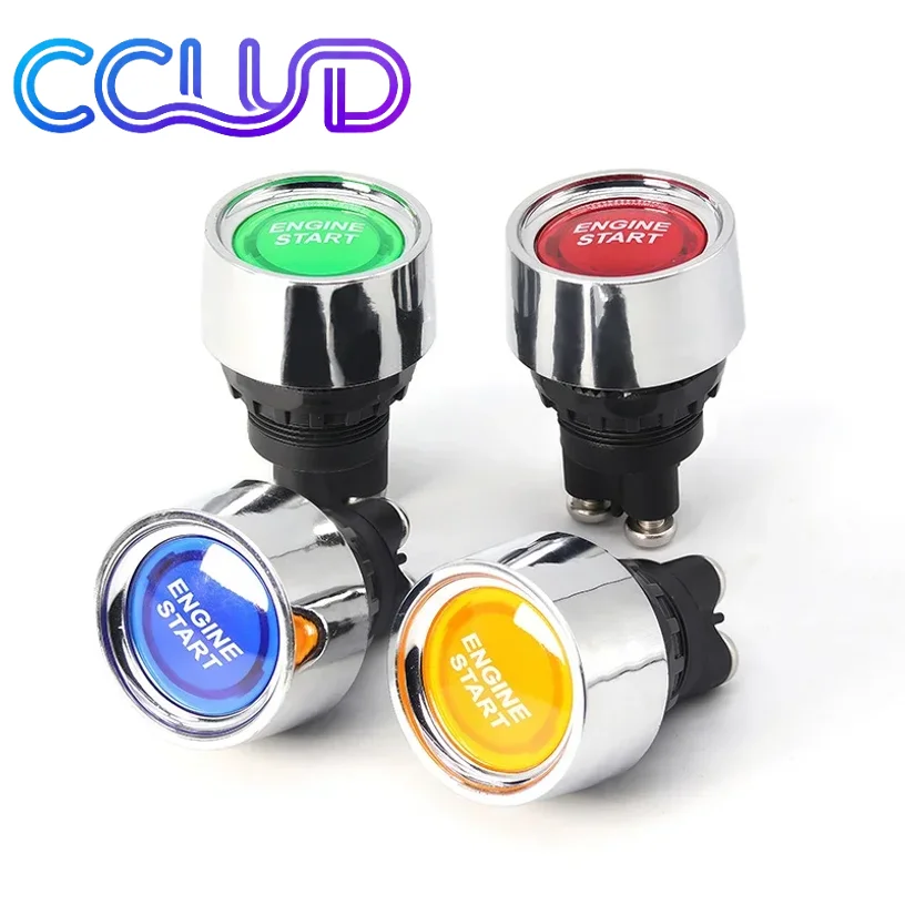 Car Engine Start Ignition Switch 12V 50A 3 Pin SPST Momentary Keyless Push Button Starter Switches ON OFF For Cars Marine RV 1PC