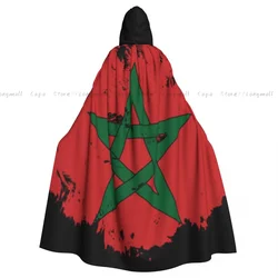 Adult Vampire Cape Hooded Robe Morocco Flag Brush Background Halloween Cloak Full Length Cosplay