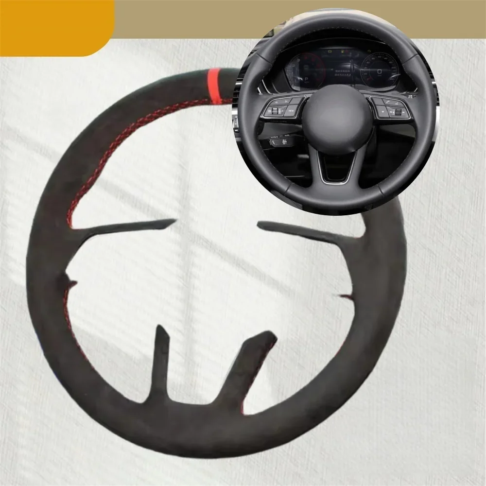 Car Steering Wheel Cover For Audi A1 (8X) Sportback A3 (8V) A4 (B9) Avant A5 (F5) Q2 Suede Leather Car Accessories Steering Wrap