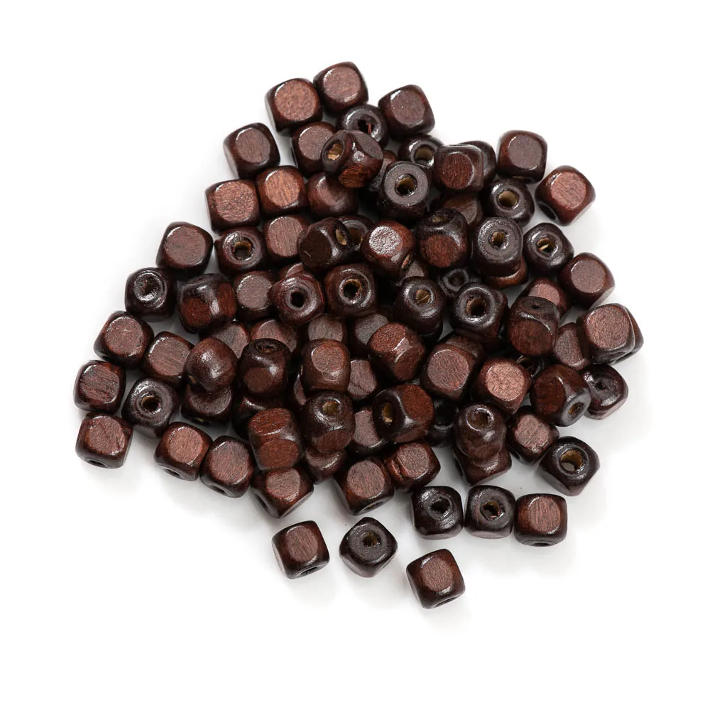 100pcs 8mm Small Square Dark Wood Beads Handmade Necklace Bracelet DIY Material Z806