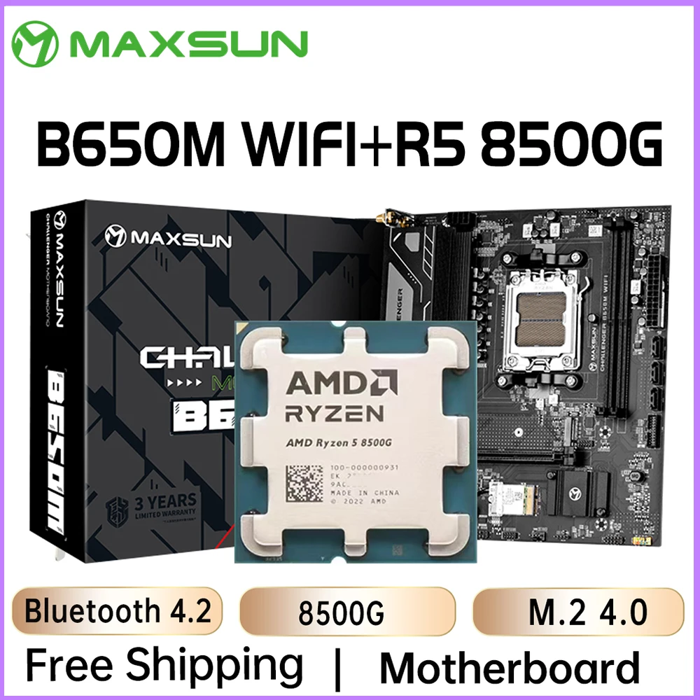 MAXSUN Motherboard Set B650M WiFi with AMD CPU Ryzen 5 8500G AM5 Support DDR5 M.2 Bluetooth 4.2 Computer components Motherboards