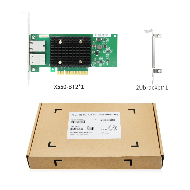 

Сетевая карта X550-BT2 PCIe 2.0 x8 10G, двухпортовый набор микросхем RJ45 Intel X550BT2