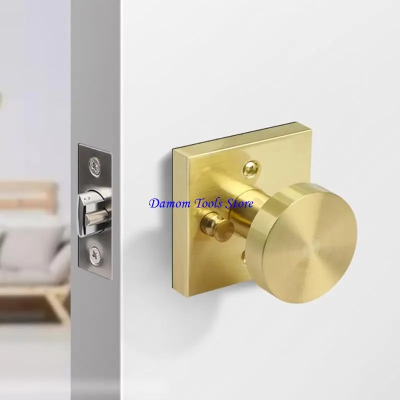57BE Portable Sturdy Zinc Alloy Gold Door Knobs with Satins Brass Finish Convenient Accessory for Contemporary Interiors
