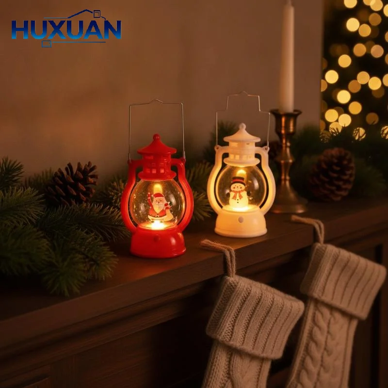 Santa Snowman LED Christmas Lantern, Battery Powered Portable Table Decor Light, Xmas Navidad New Year Home Ornament