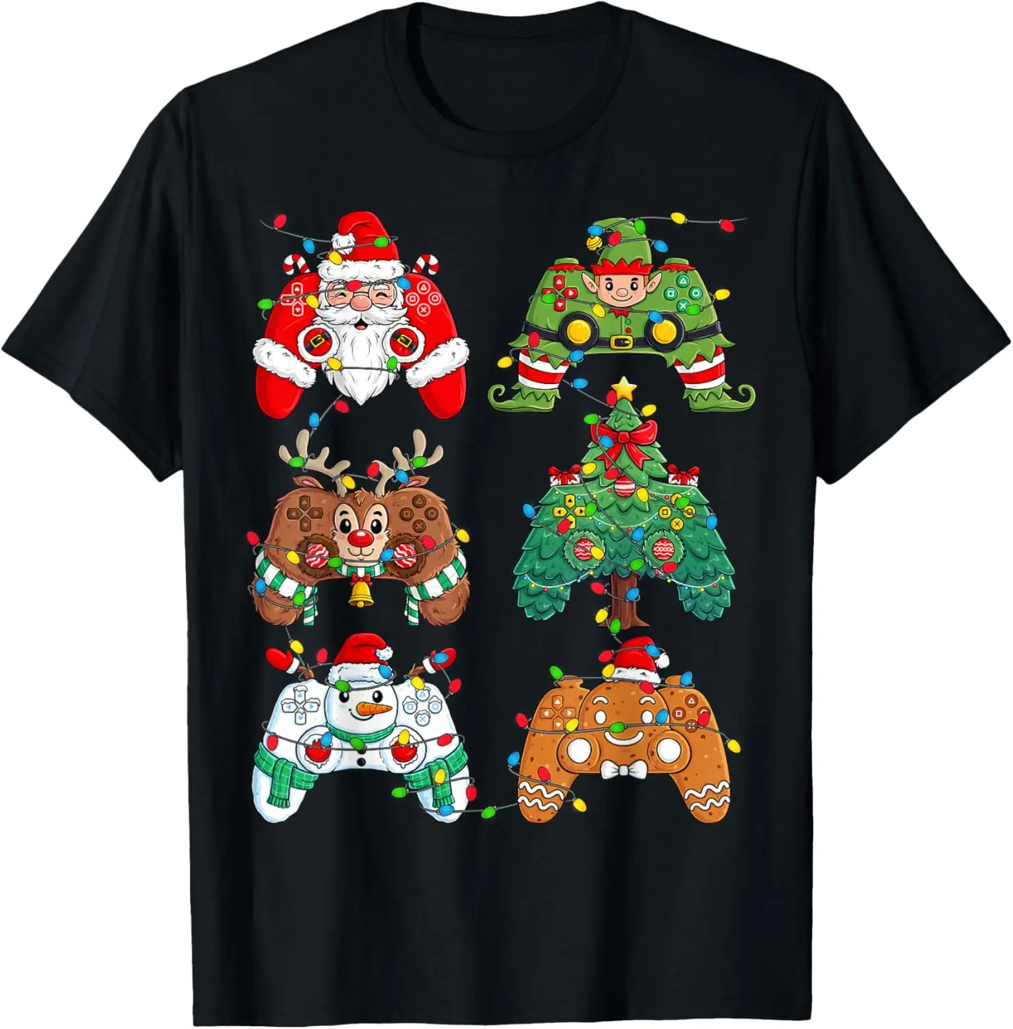 

ChristmasElf Lights Gaming Controllers Xmas Boys Kids T-Shirt