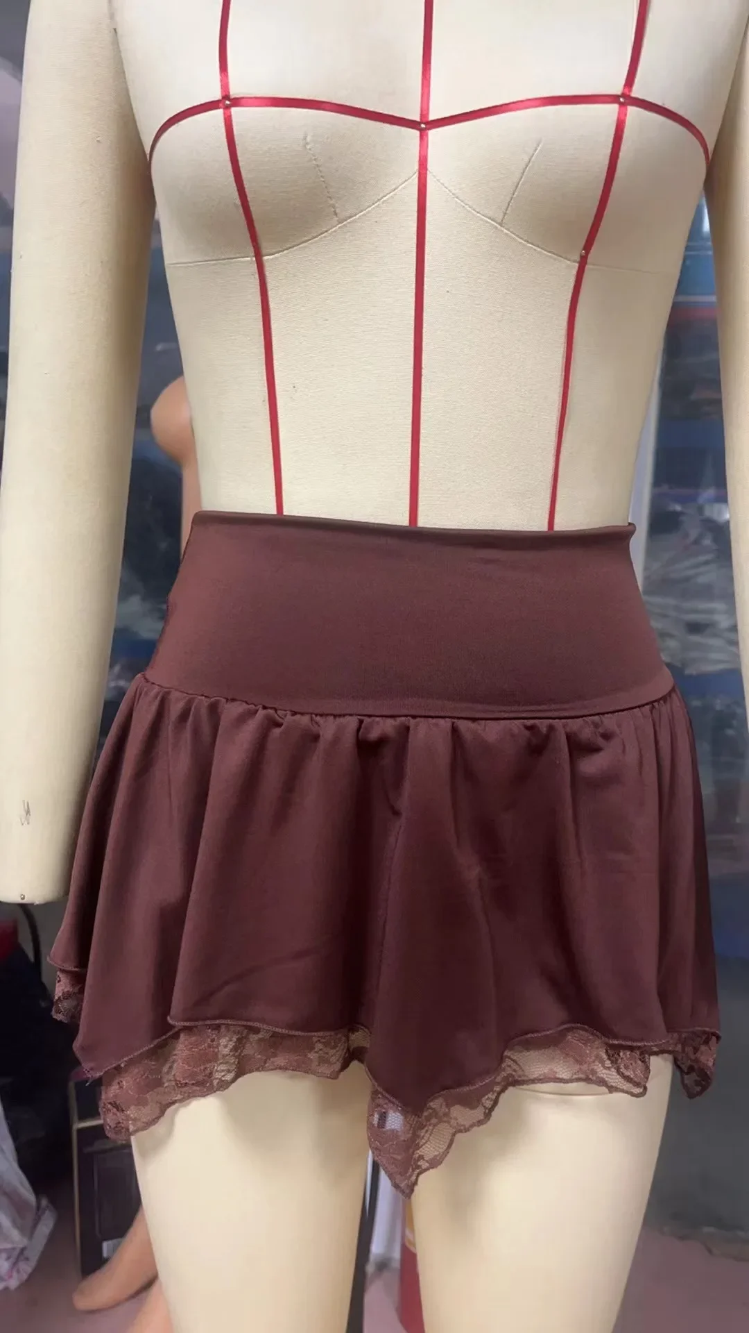 Women Mini Skirts Gothic Punk Irregular Skirts Low Waist Skirt Lace Pleated Irregular Solid Summer Slim Skirts For Clubwear