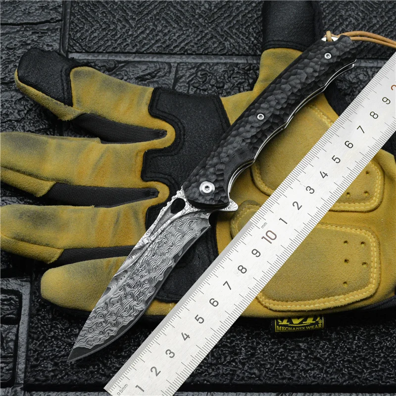 version of Black Manda VG10 Damascus outdoor knife knife sharp high hardness folding knife camping self-defense folding knife