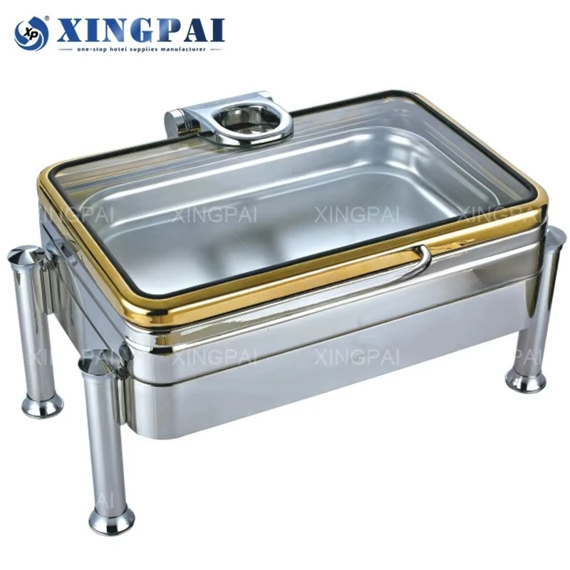 Catering Equipment Buffet Stainless Steel 304 Chafing Dish Food Warmer Buffet Set With Glass Lid