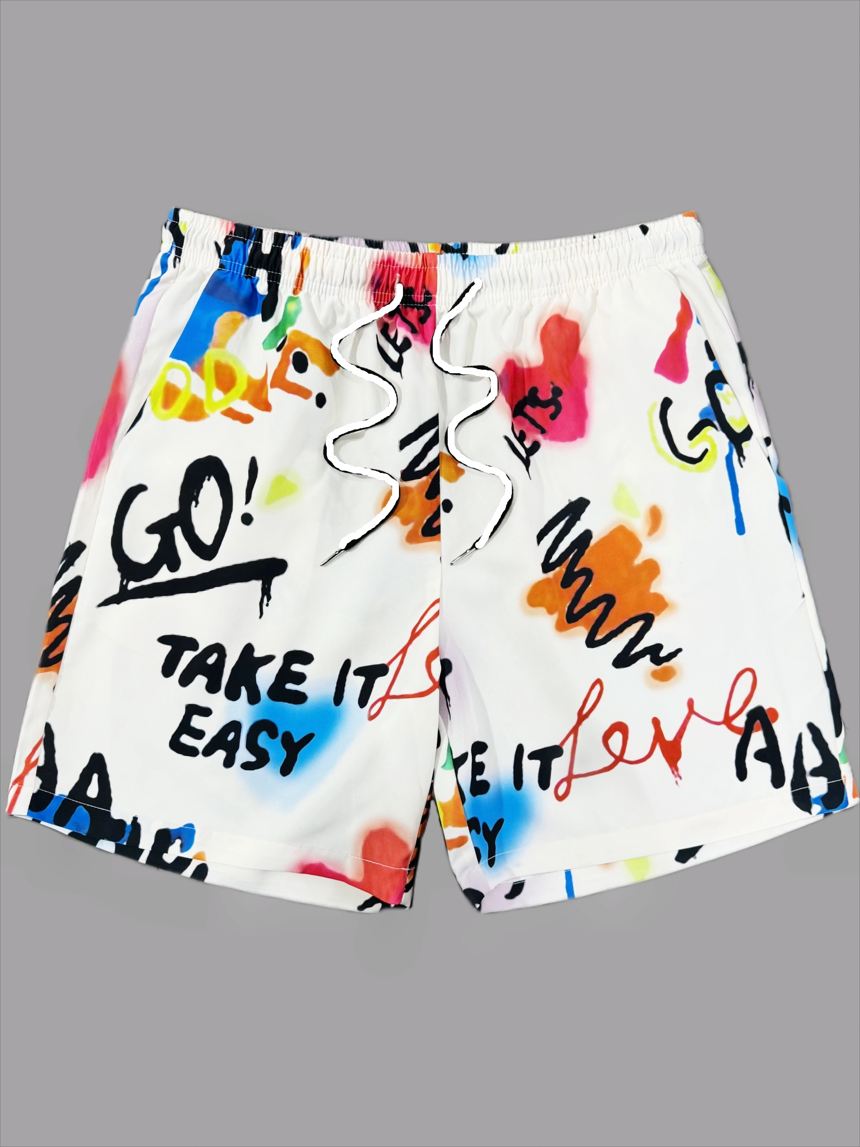 Doodle-print Summer Casual Shorts Unique Artistic Design Pattern Shorts Fashion Breathable Outdoor Sports Training Shorts Moto