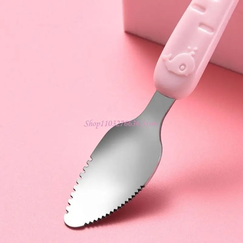 R6FD Multipurpose Toddler Spoon Infant Feeding Spoon Stainless Steel Scraper Spoon
