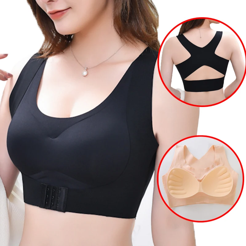 Women Sports Bras For Women Push Up Bra Posture Corrector Bralette Front Closure Female Underwear Cross Back Tops Top Women Bra